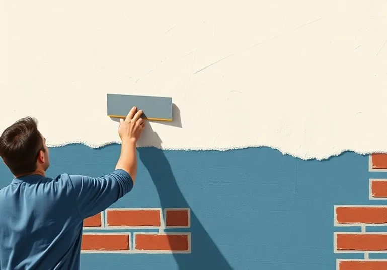 Application d'un enduit décoratif à la lisseuse sur un mur