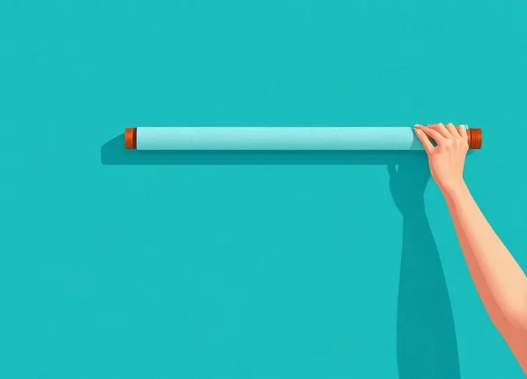 Pose de papier peint, rouleau et brosse à maroufler